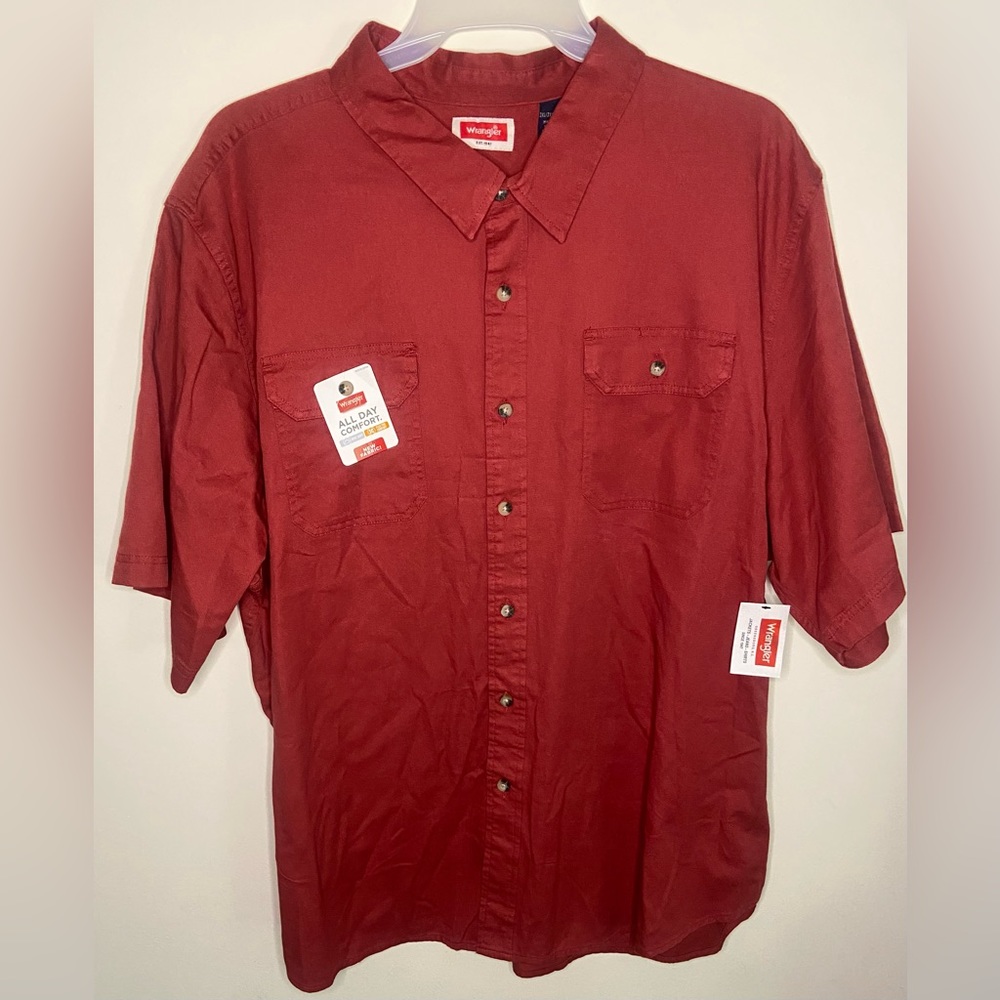Mens Wrangler black short sleeve button down shirt 2XL